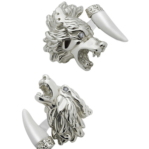 sterling silver wolf cufflinks