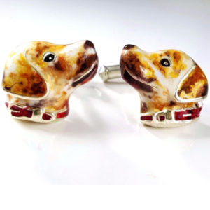 Hand painted Labrador silver cufflinks(chocolate)