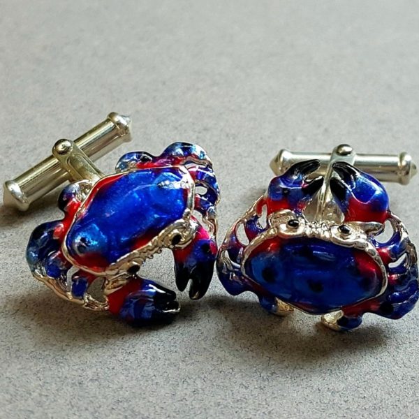 blue crab cufflinks