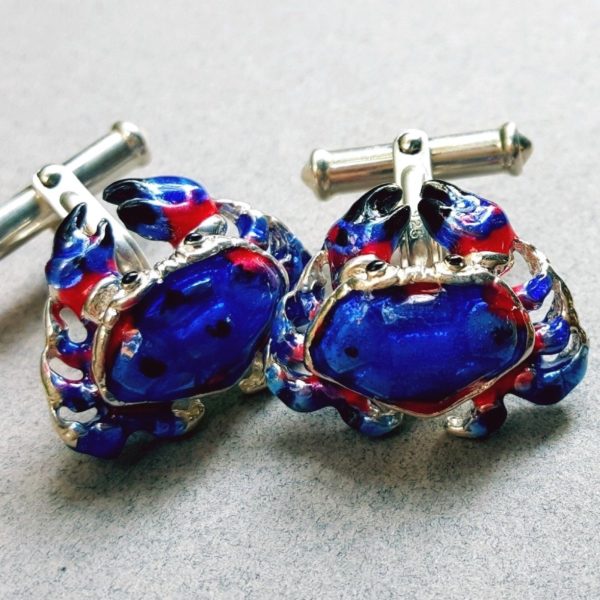 blue crab cufflinks