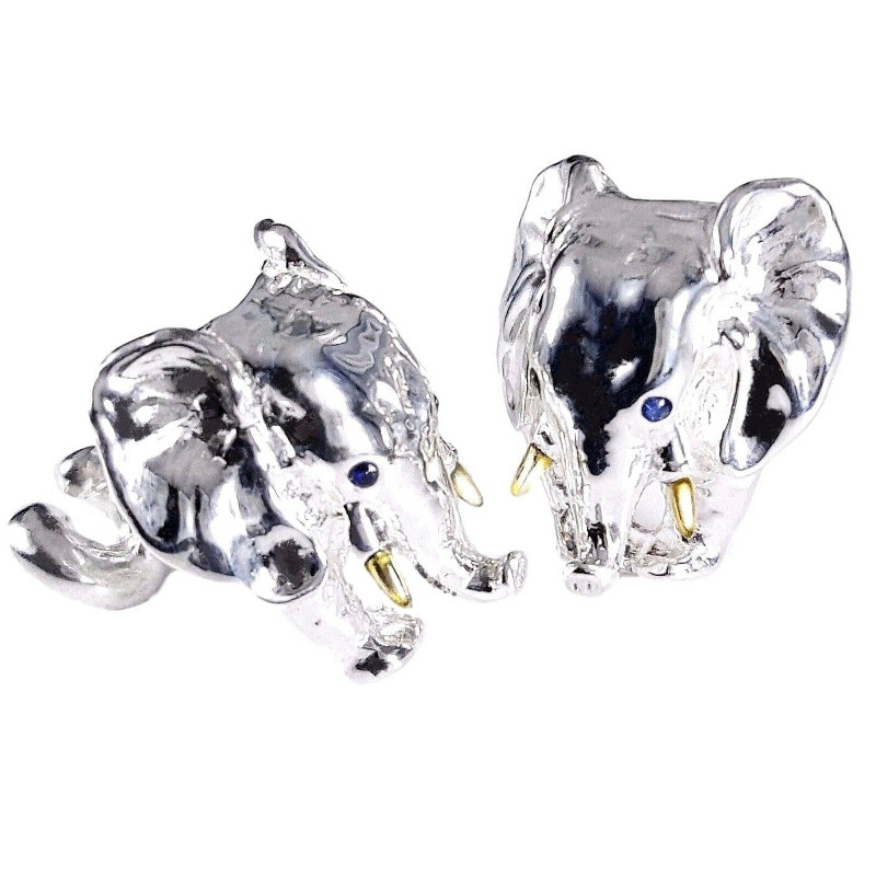 silver elephant cufflinks