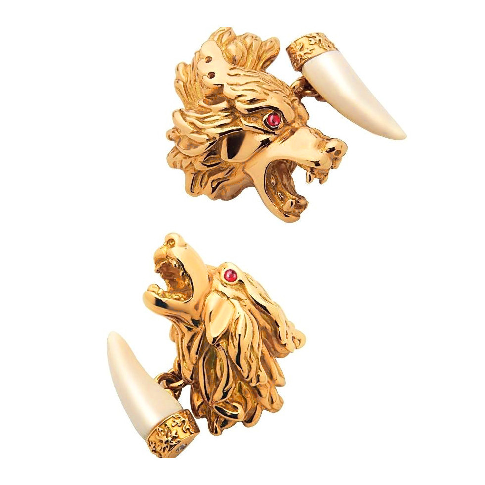 gold wolves cufflinks