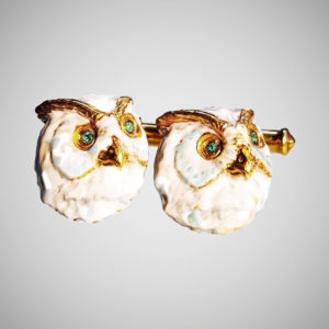Gold Snow Owl Cufflinks